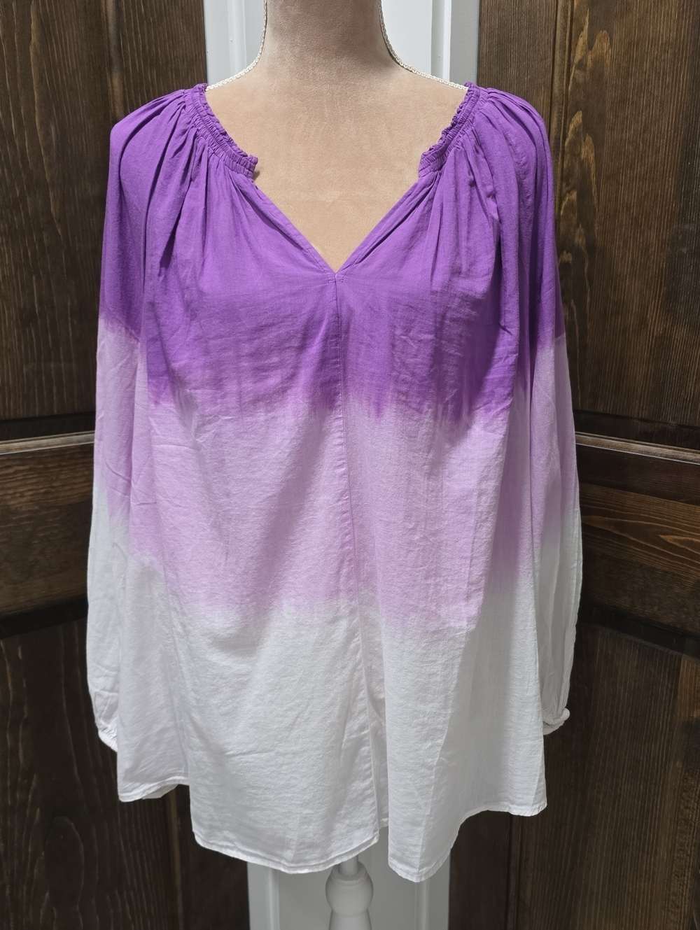 Lane Bryant Purple to White Ombre Peasant Tunic